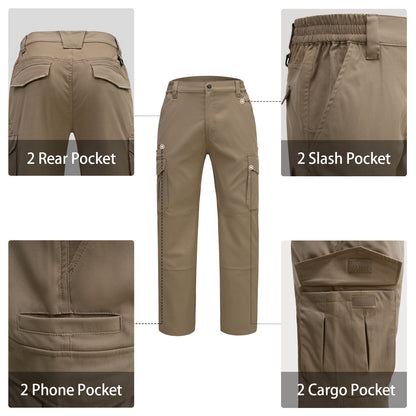 LOOGU Men's Water Resistant Tactical Pants Cargo Pants Khaki H61