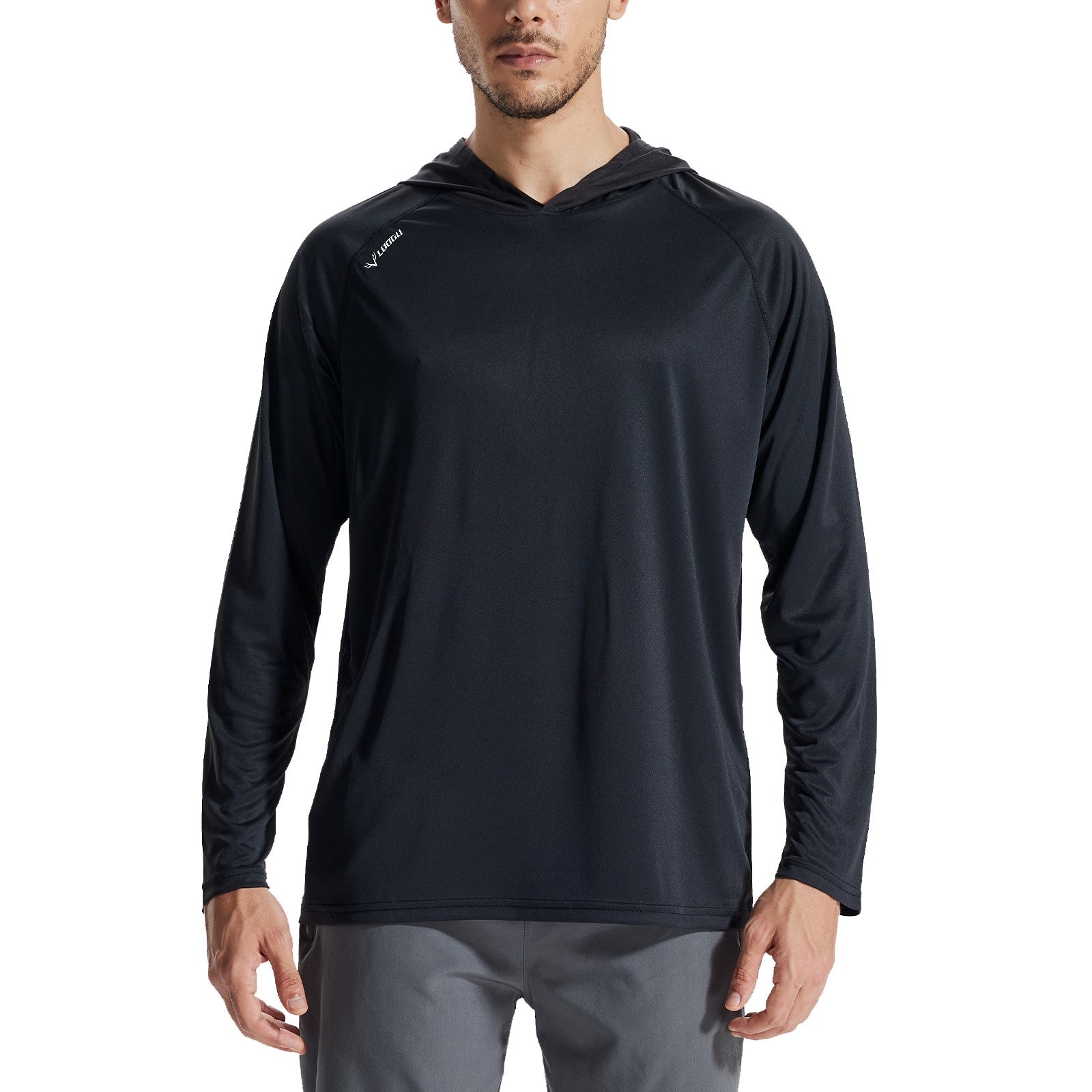 LOOGU Men’s Hoodie Long Sleeve Shirt Black T70