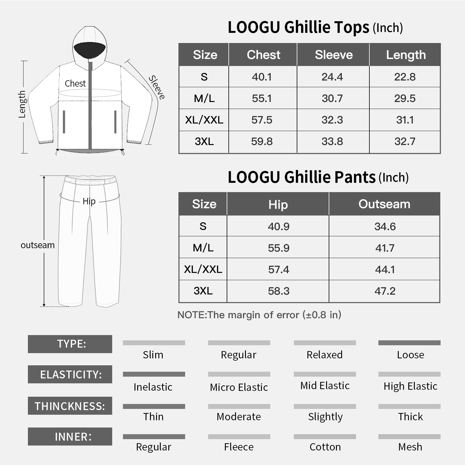 LOOGU Costume Ghillie de Chasse, Costume de Camouflage à Feuilles 3D Accessoires Militaires et de Tir Vêtements Tactiques pour Airsoft, Photographie de la Faune Halloween