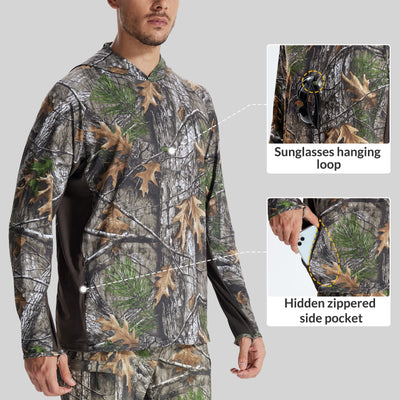 LOOGU Men's Fishing Hoodie Shirts Super Tree Camo T71