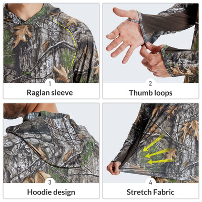 LOOGU Men's Fishing Hoodie Shirts Super Tree Camo T71