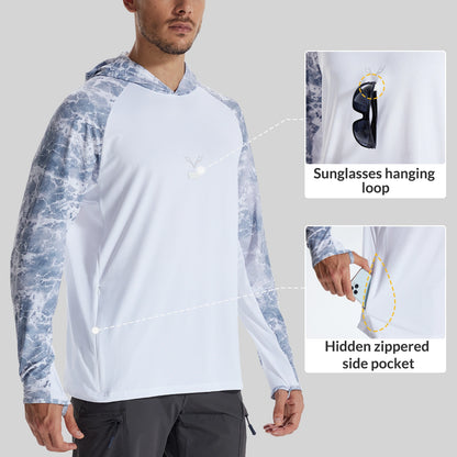 LOOGU Men’s Fishing Hoodie Wave Light Grey T71-LG