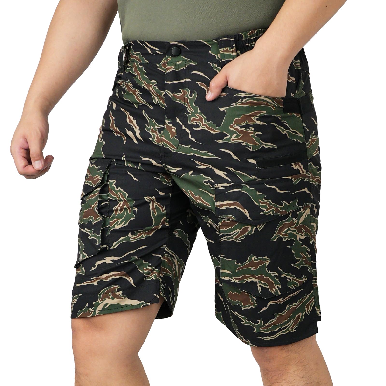 LOOGU Camo Hunting Cargo Shorts Tiger Camo H60S