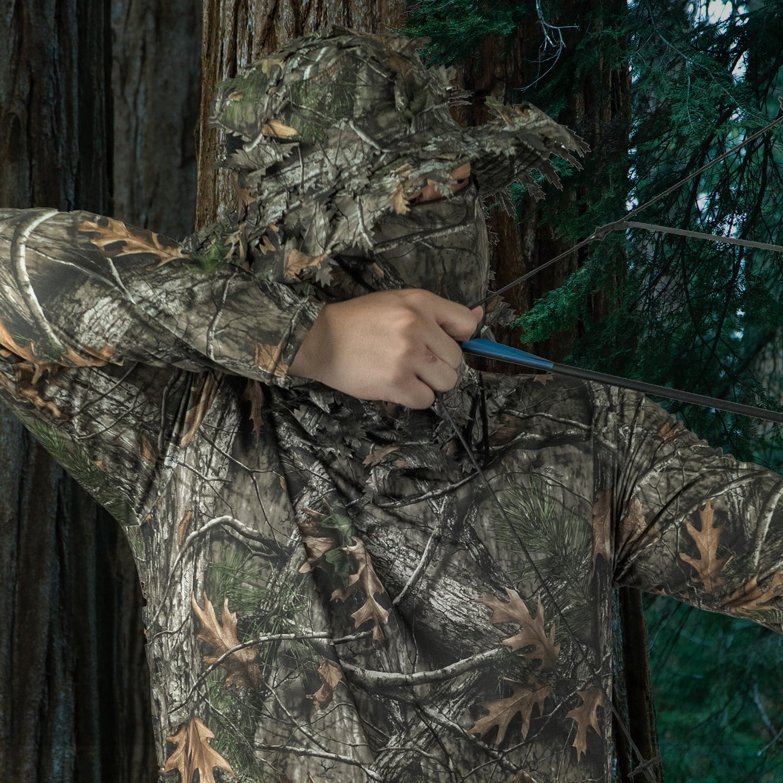 LOOGU Camouflage 2-piece set (fisherman hat+leaves face mask)
