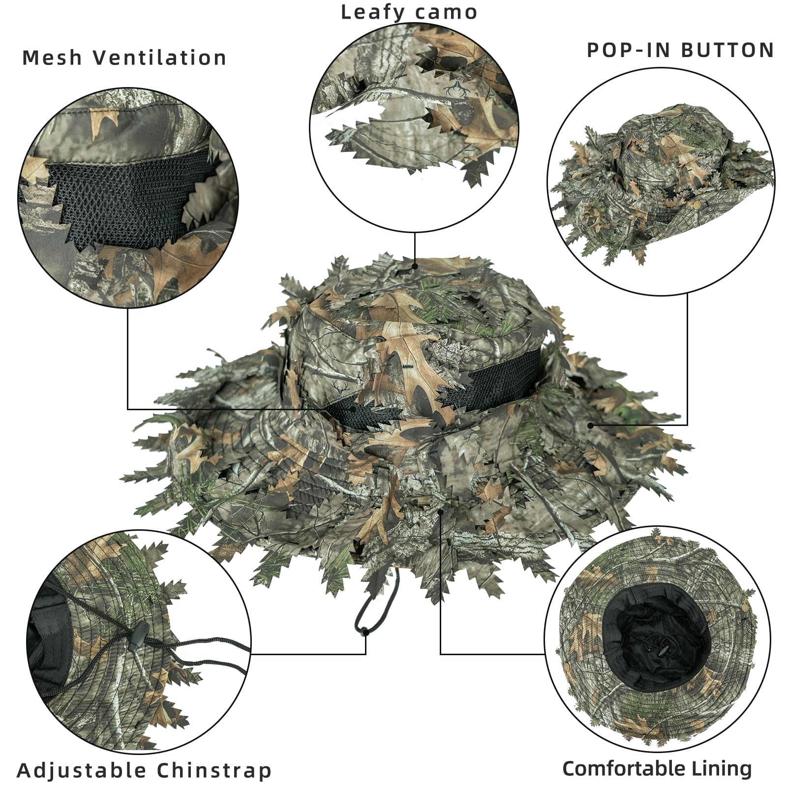 LOOGU Camouflage 2-piece set (fisherman hat+leaves face mask)
