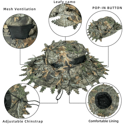 LOOGU Camouflage 2-piece set (fisherman hat+leaves face mask)