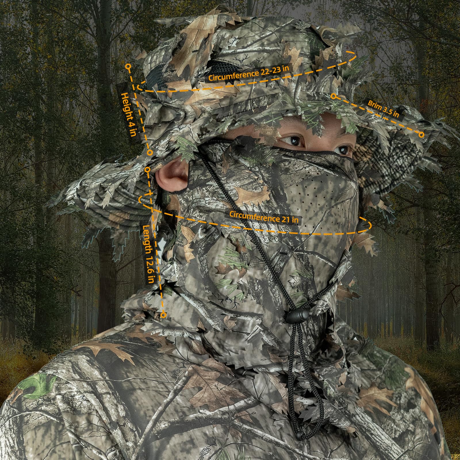 LOOGU Camouflage 2-piece set (fisherman hat+leaves face mask)