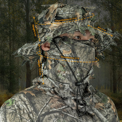 LOOGU Camouflage 2-piece set (fisherman hat+leaves face mask)