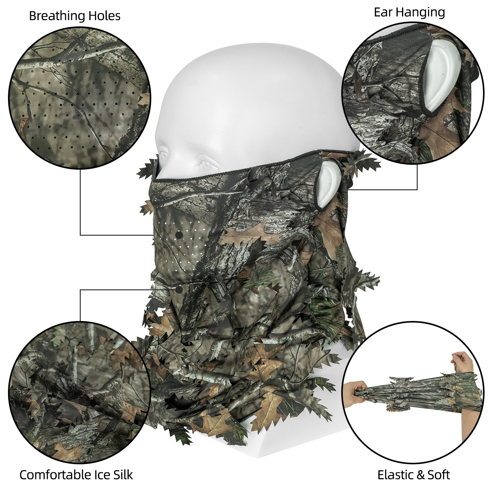 LOOGU Camouflage 2-piece set (hat+ leaves face mask)