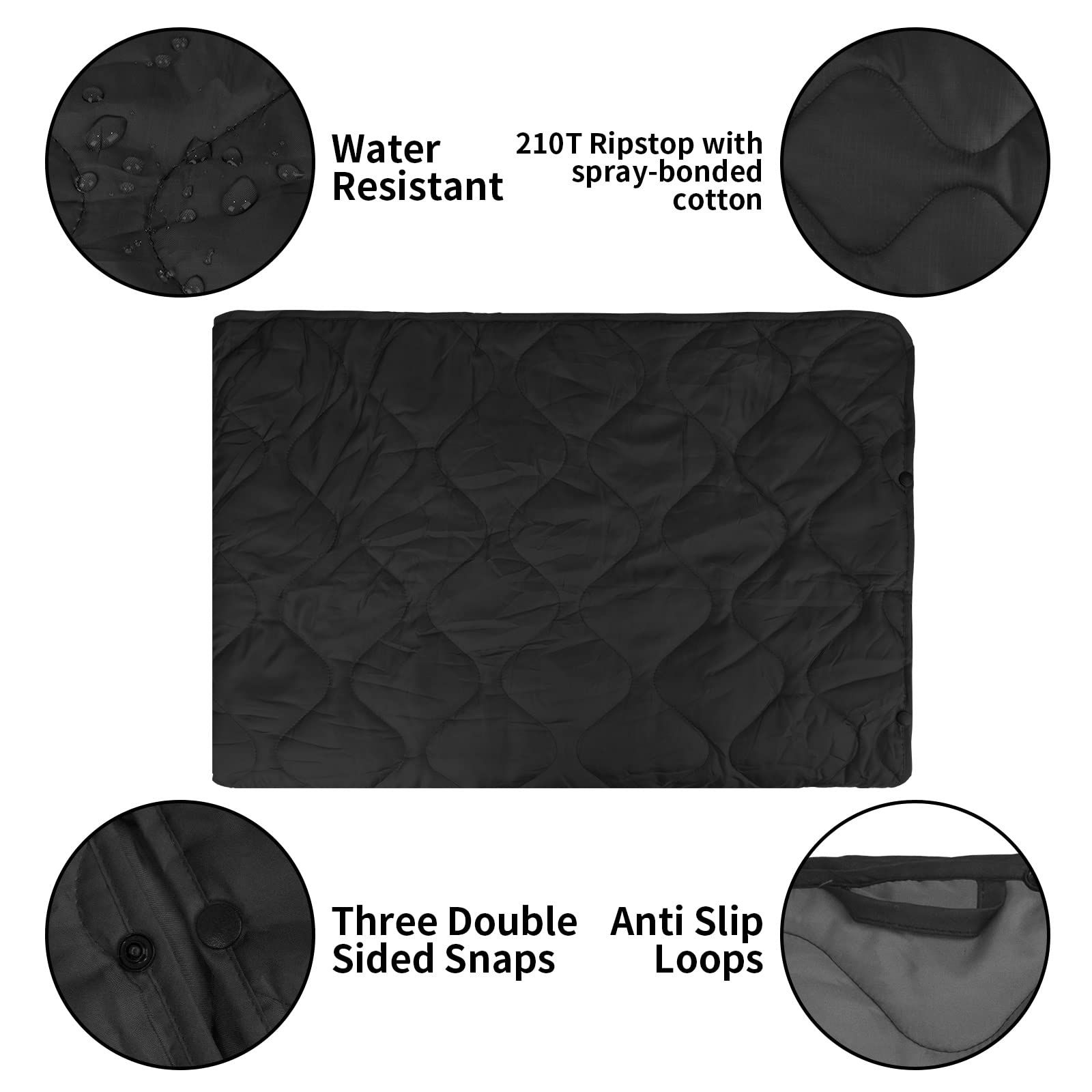 LOOGU Camping Blanket - Black+Grey upgrade Package