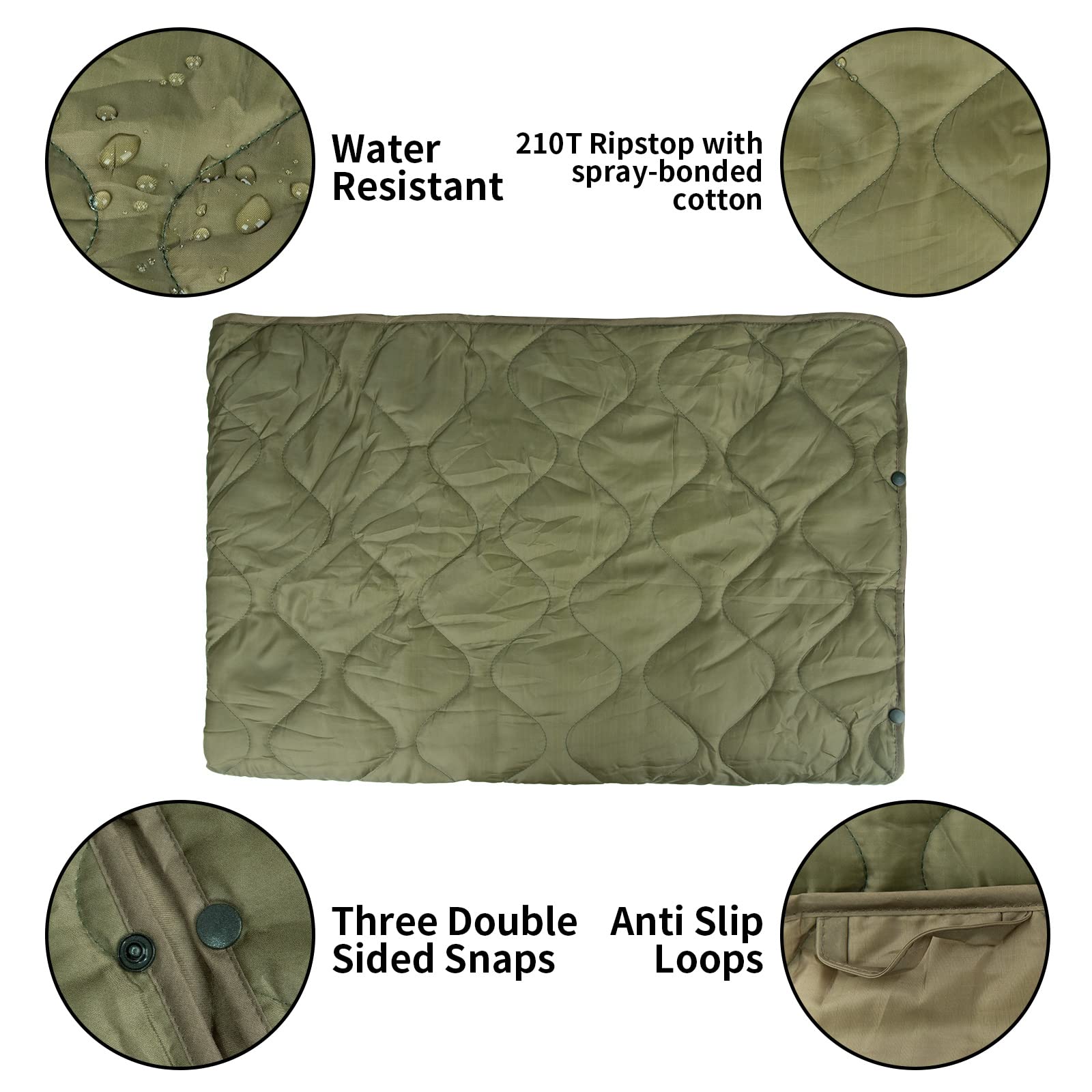 LOOGU Camping Blanket - Button Cordless Olive