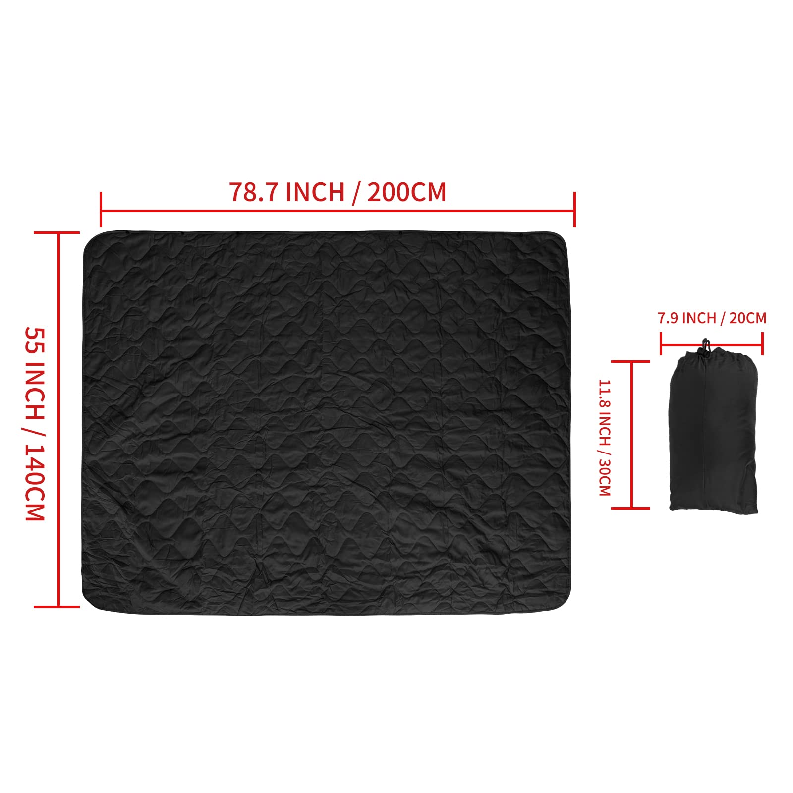 LOOGU Camping Blanket - black Polar Fleece