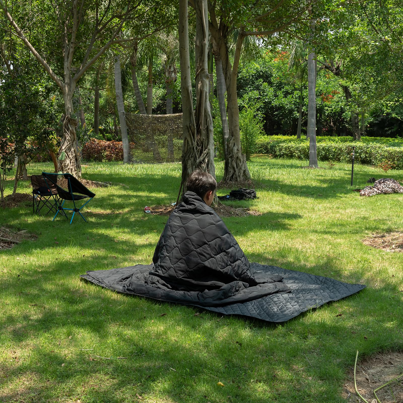 LOOGU Camping Blanket - black Polar Fleece