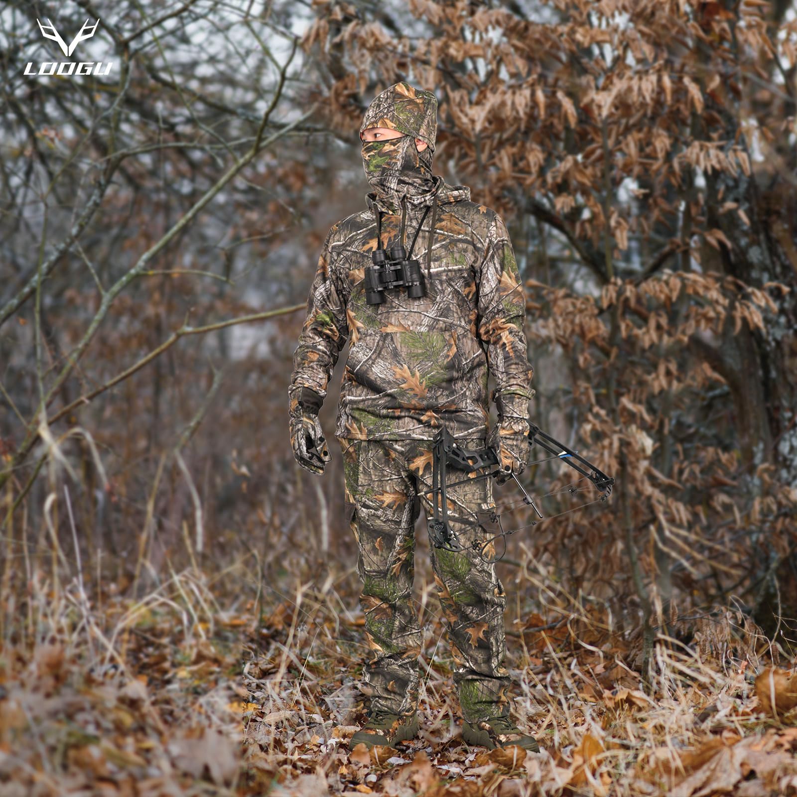 LOOGU Camo Hunting  Fleece Insulation Pants 5 pocket Super Tree P10