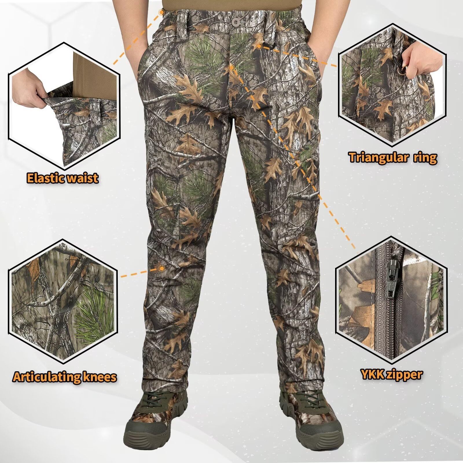 LOOGU Camo Hunting  Fleece Insulation Pants 5 pocket Super Tree P10