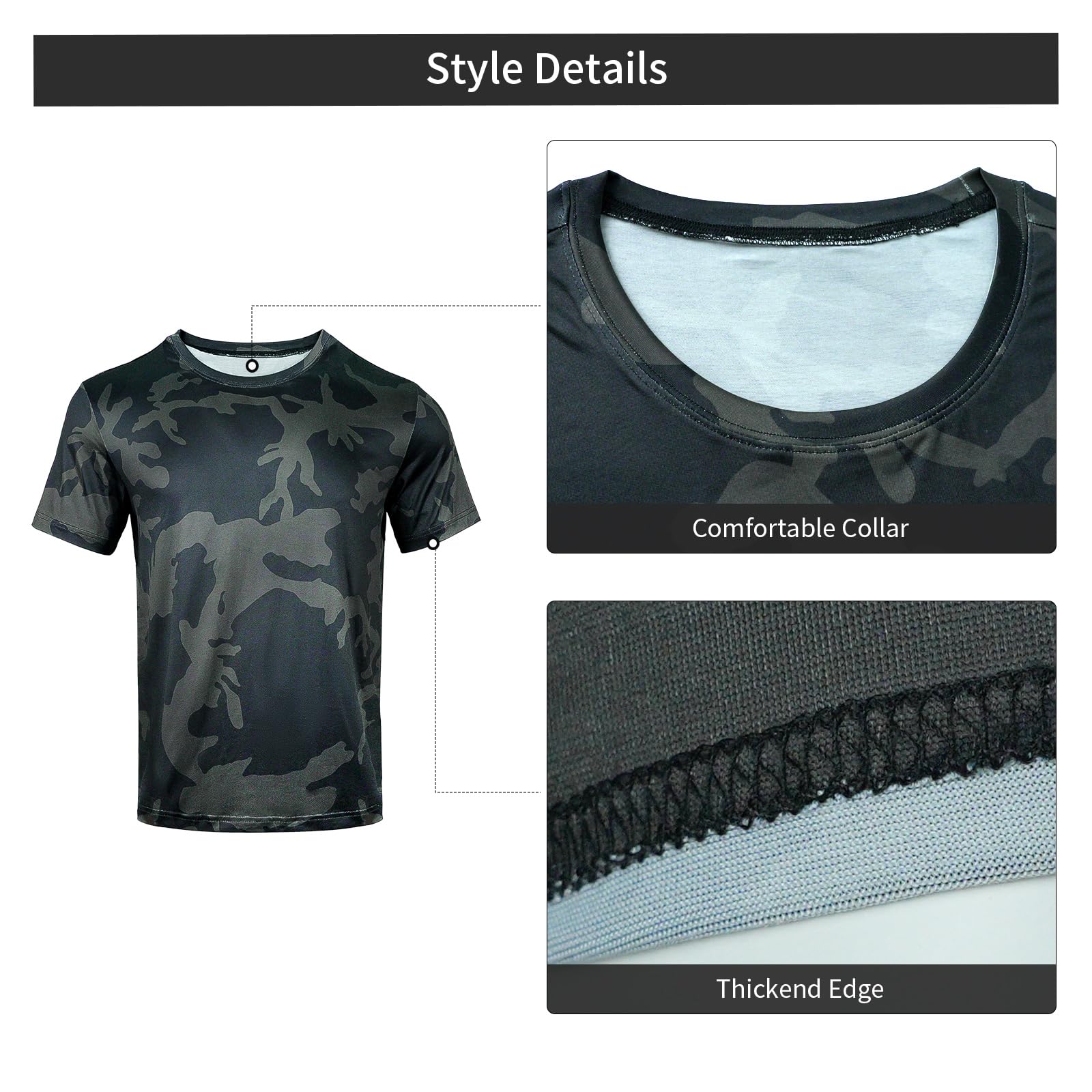LOOGU Hunting Camo Short Sleeve  Us 4 Color Black T11