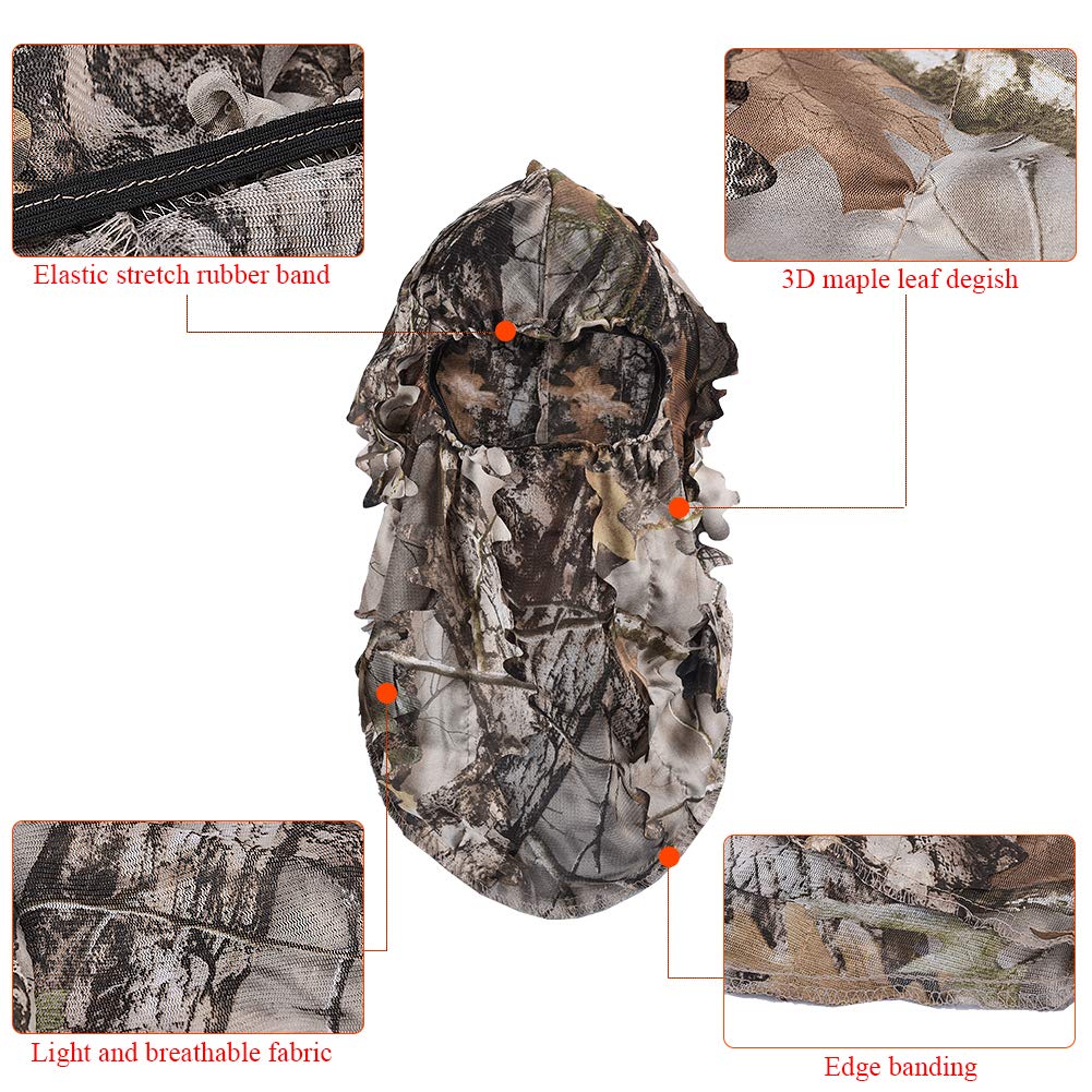 LOOGU Hunting Ghillie Face Mask 3D Leafy SUPER1.0
