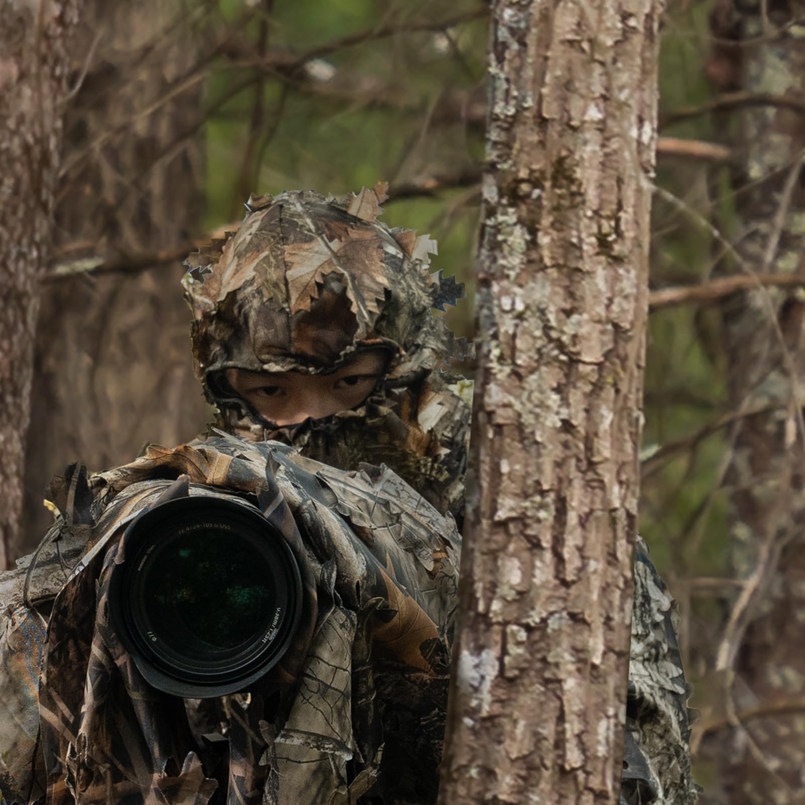 LOOGU Hunting Ghillie Face Mask 3D Leafy SUPER2.0