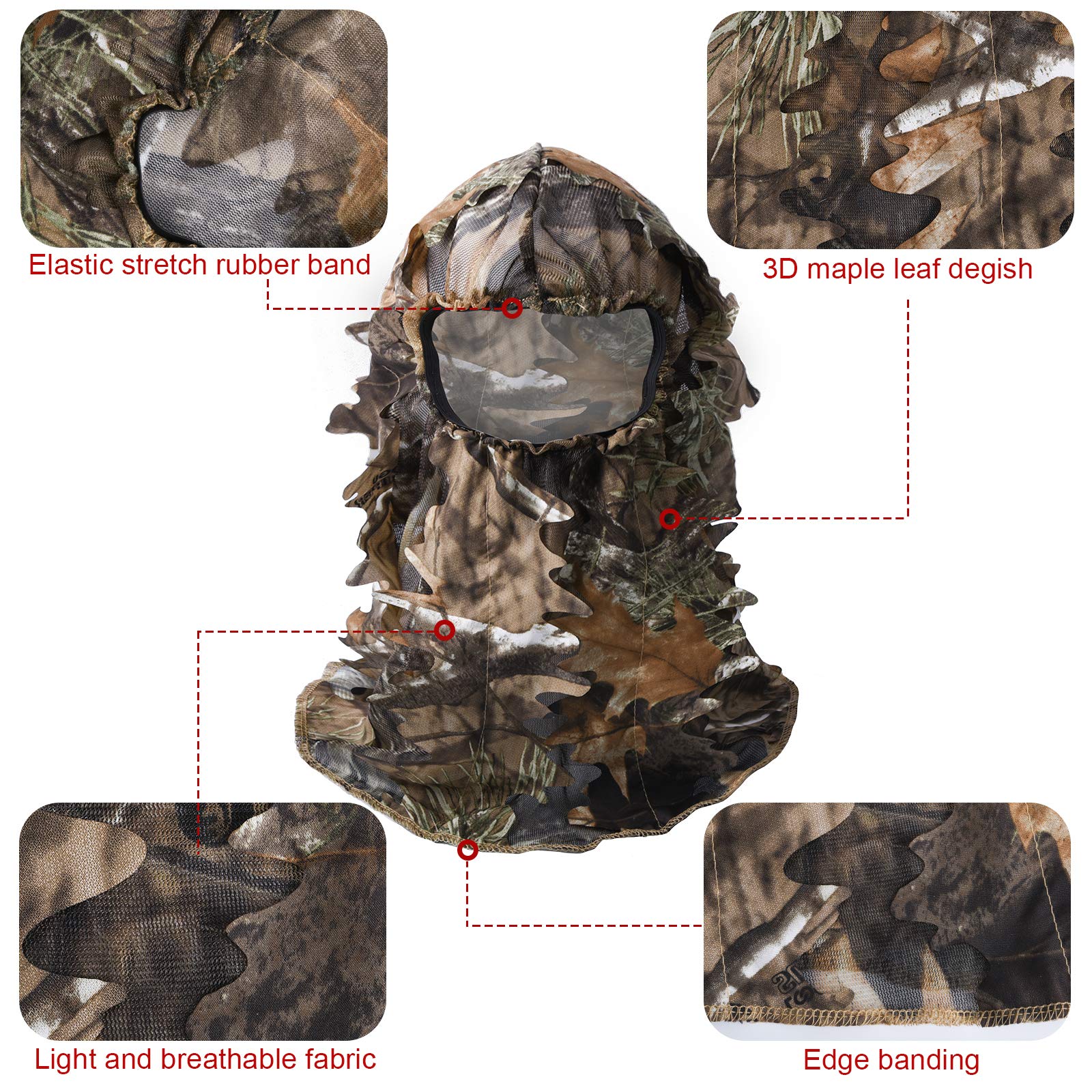 LOOGU Hunting Ghillie Face Mask 3D Leafy SUPER2.0