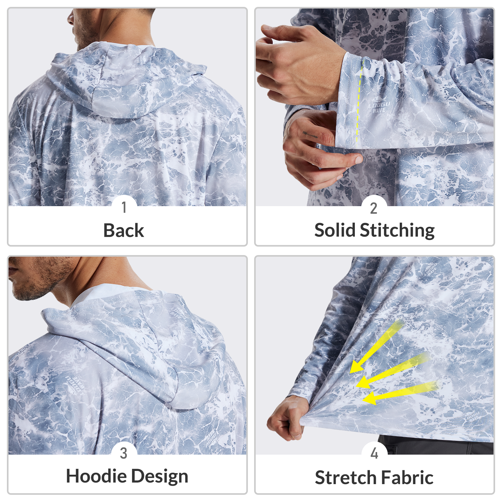 LOOGU Sweat à capuche de chasse camouflage pour homme, chemise de chasse à manches longues légère, pull à capuche performant pour la pêche et la randonnée 