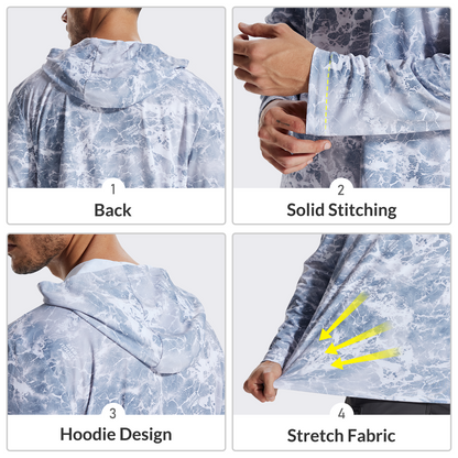 LOOGU Sweat à capuche de chasse camouflage pour homme, chemise de chasse à manches longues légère, pull à capuche performant pour la pêche et la randonnée 