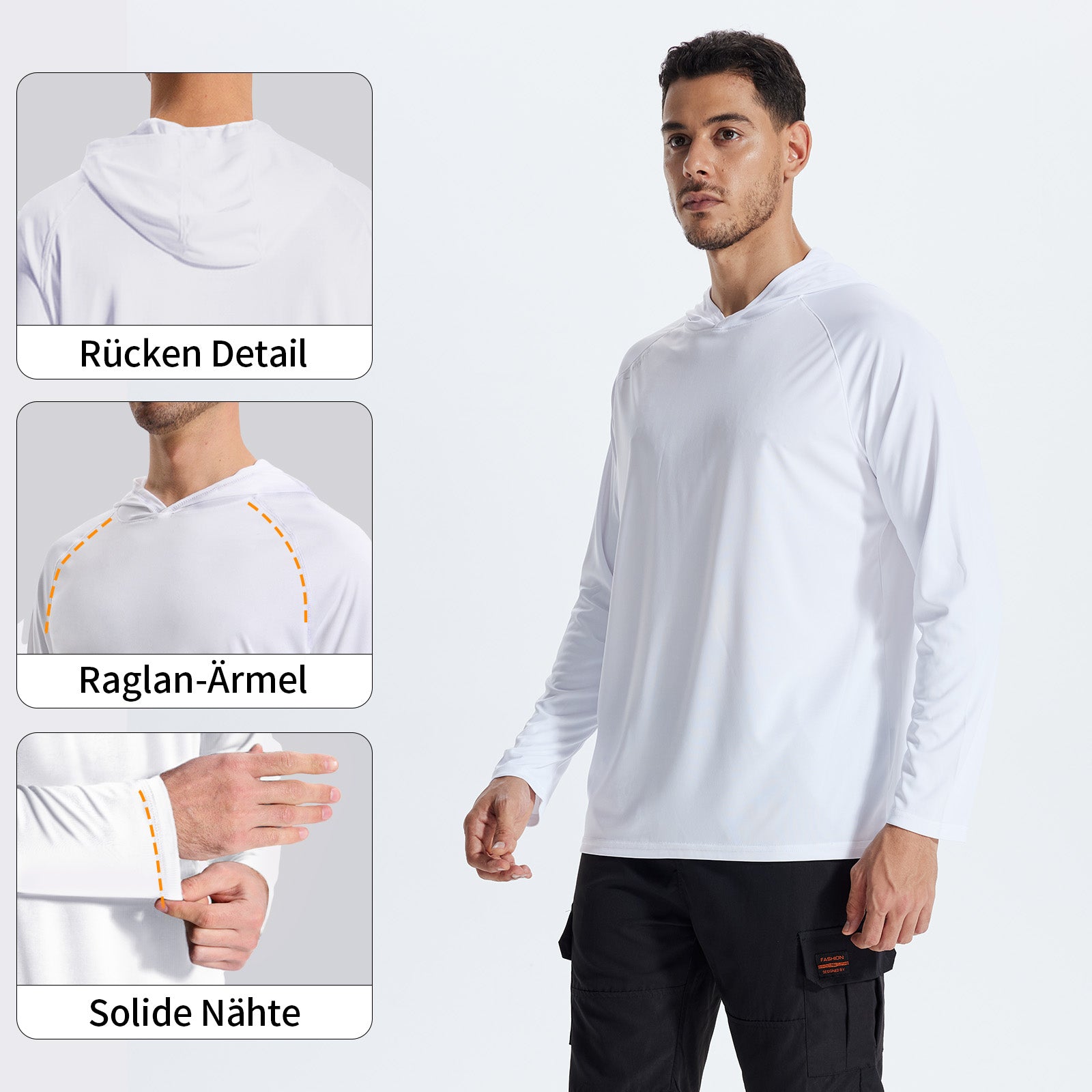 LOOGU Men’s Hoodie Long Sleeve Shirt White T70