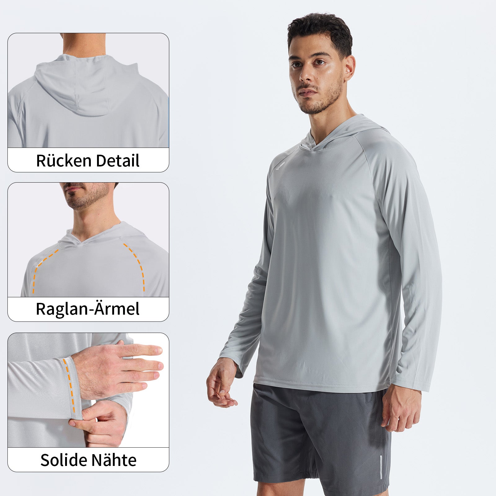 LOOGU Men’s Hoodie Long Sleeve Shirt Gray T70