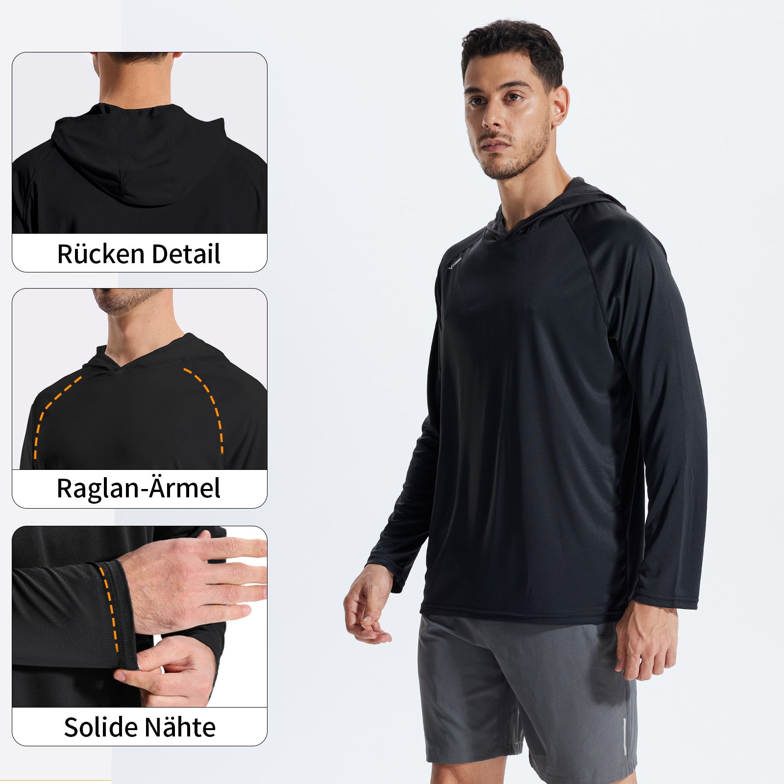 LOOGU Men’s Hoodie Long Sleeve Shirt Black T70