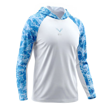 LOOGU Men’s Fishing Hoodie Wave Light Blue T71-LG