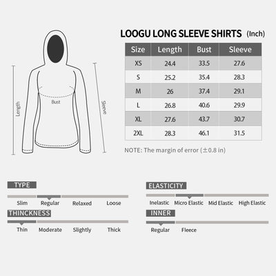 LOOGU Women's UPF 50+  Hoodies Shirts Snow WT73