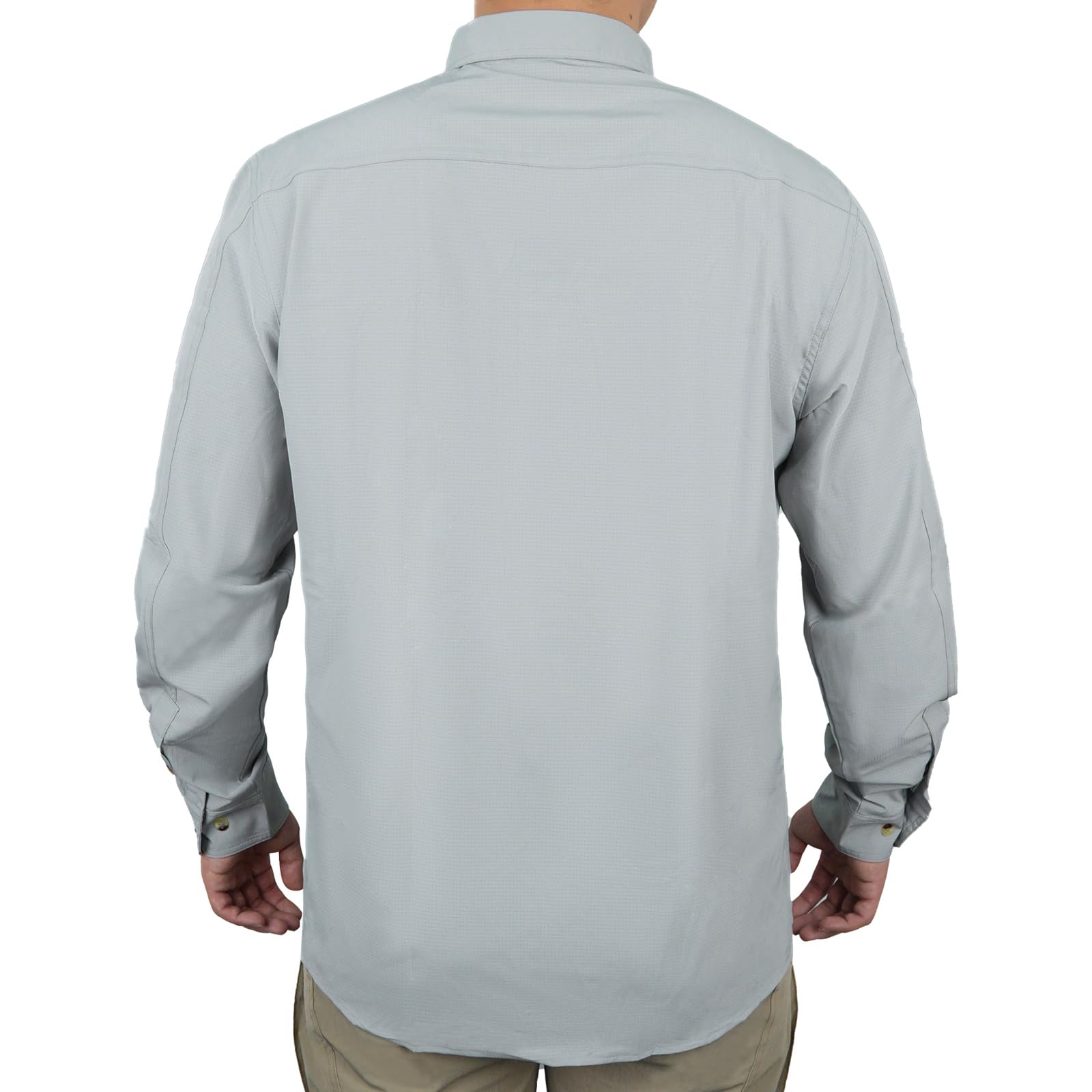 LOOGU Thin Breathable Outdoor Button Down Shirts Grey T90