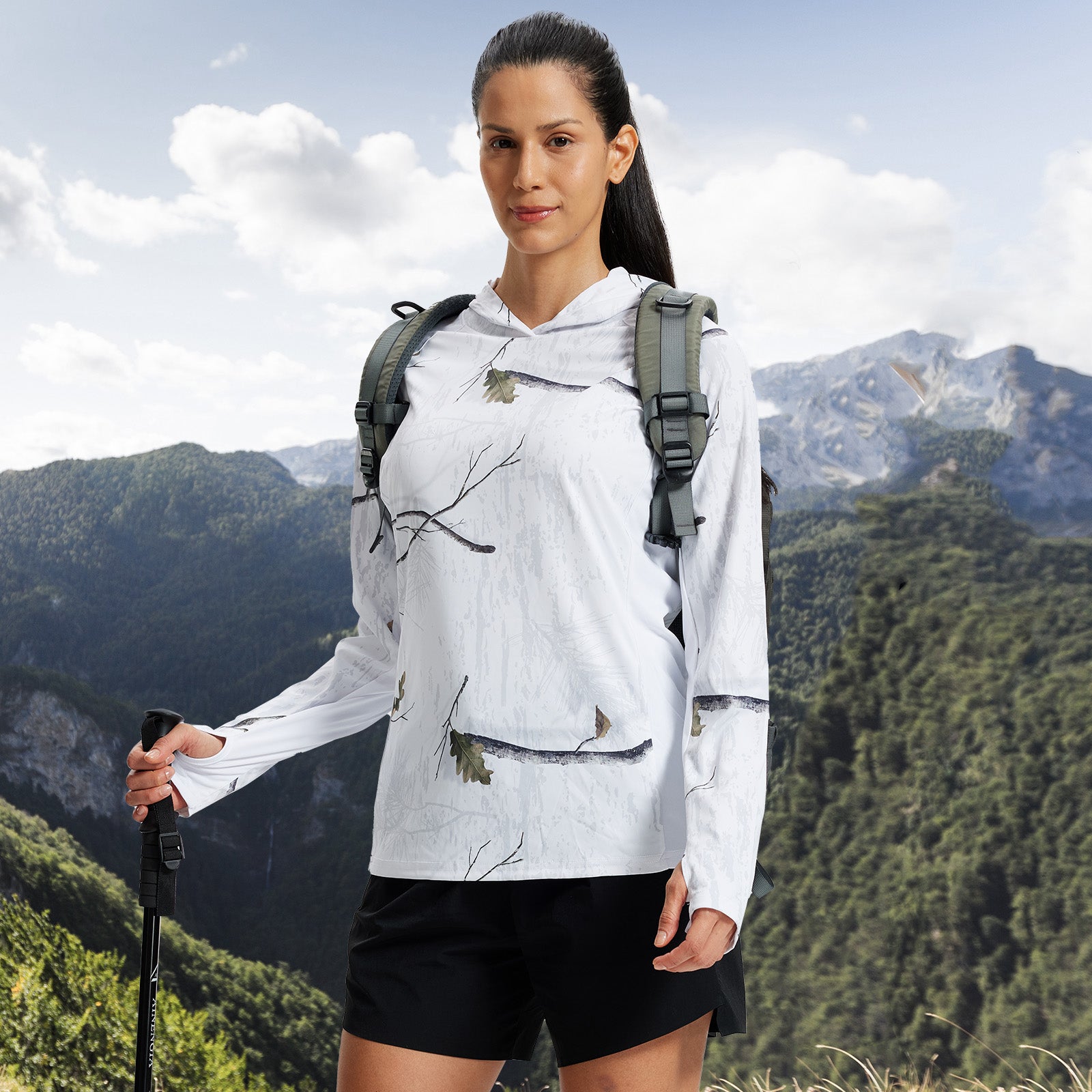 LOOGU Women's UPF 50+  Hoodies Shirts Snow White WT71