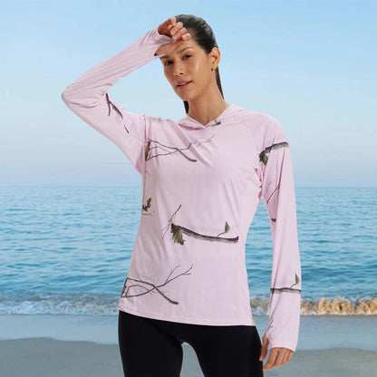 LOOGU Women's UPF 50+ Hoodies Shirts Pink WT71