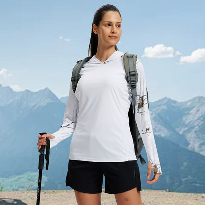 LOOGU Women's UPF 50+  Hoodies Shirts Snow WT73