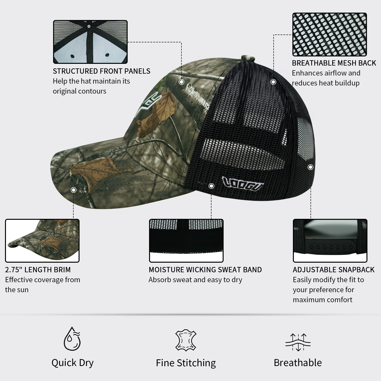 LOOGU Trucker Cap Snapback Hats Unisex C11