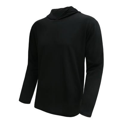 LOOGU Workout Shirts With Hood Long Sleeve White T50-1