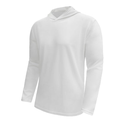 LOOGU Workout Shirts With Hood Long Sleeve White T50-1