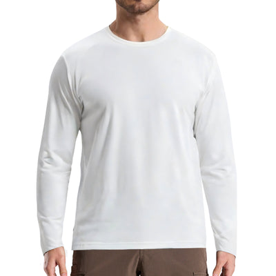 LOOGU Workout Shirts Long Sleeved T-shirt White T20-1