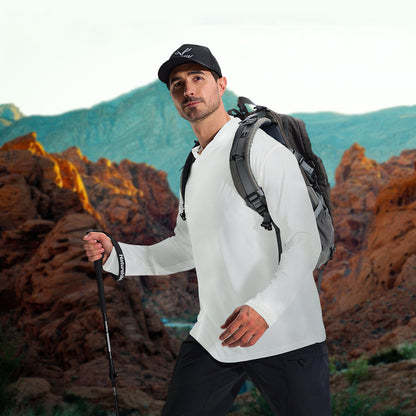 LOOGU Workout Shirts With Hood Long Sleeve White T50-1