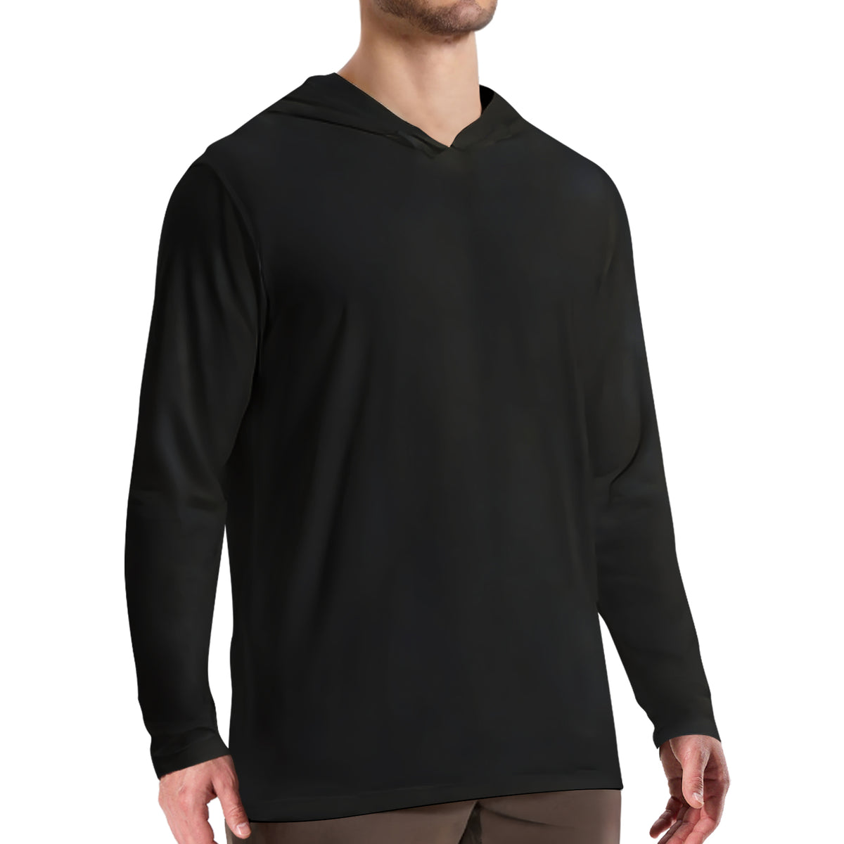 LOOGU Workout Shirts With Hood Long Sleeve White T50-1