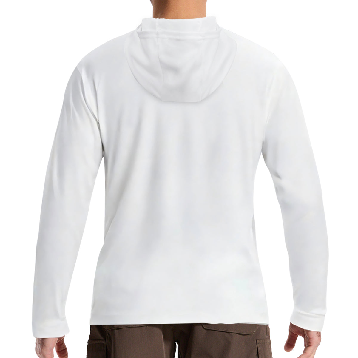 LOOGU Workout Shirts With Hood Long Sleeve White T50-1