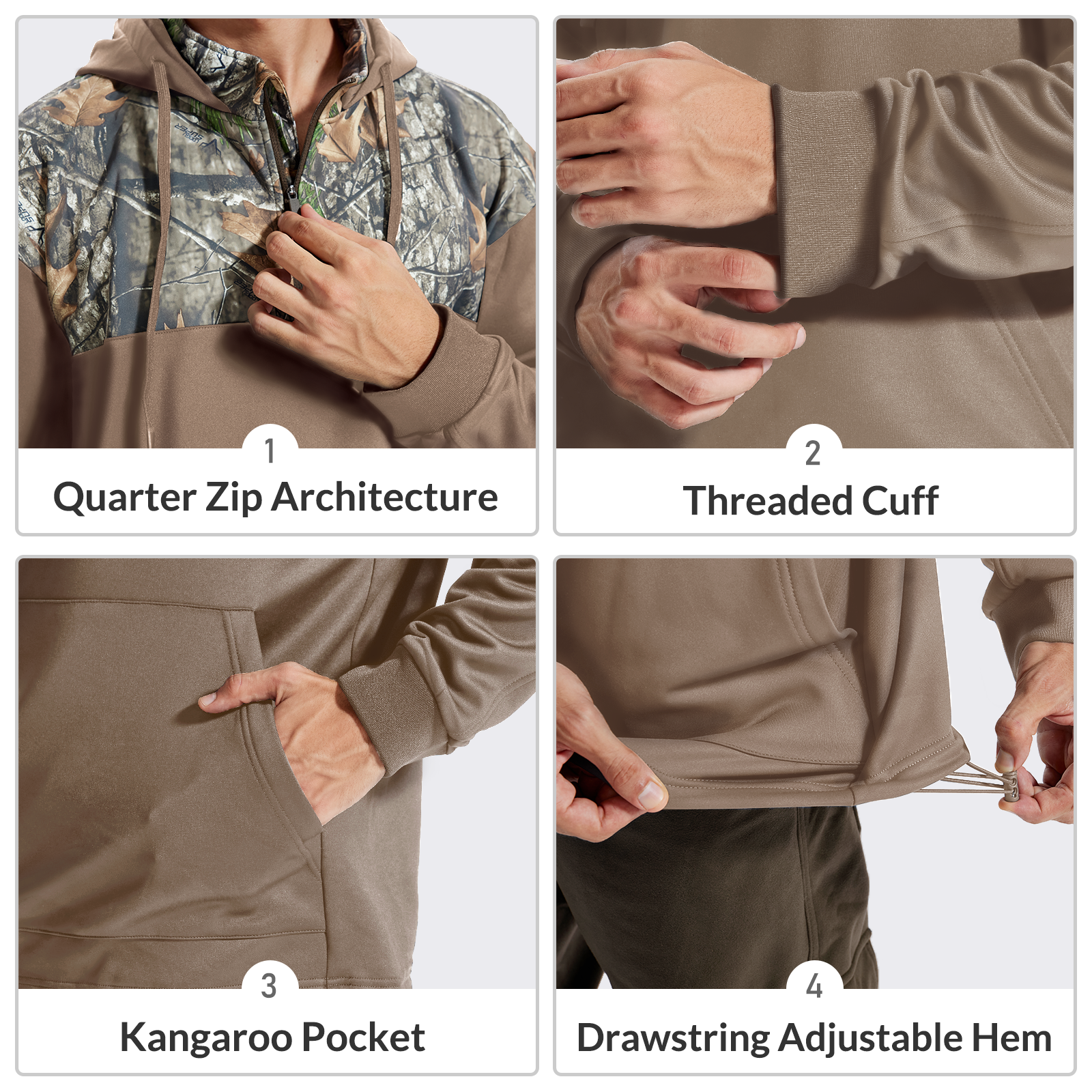 LOOGU Camo Hoodies Fleece Lining Performance Insulation Pullover D50-2