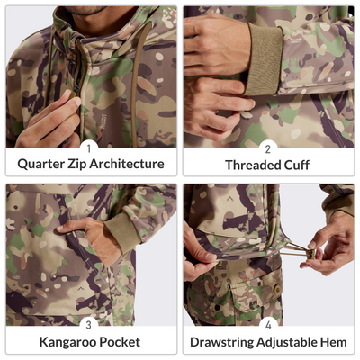 LOOGU Hunting Hoodies Fleece Lining Performance Insulation Pullover Spretta  MT D50-1