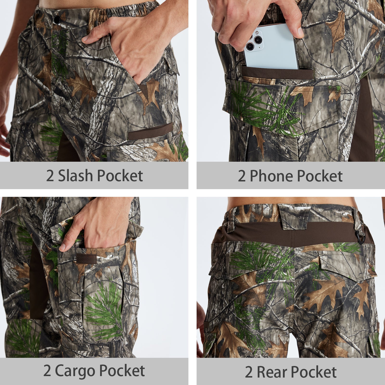 LOOGU Men's Water Resistant Tactical Pants Cargo Pants Super Tree Camo H61