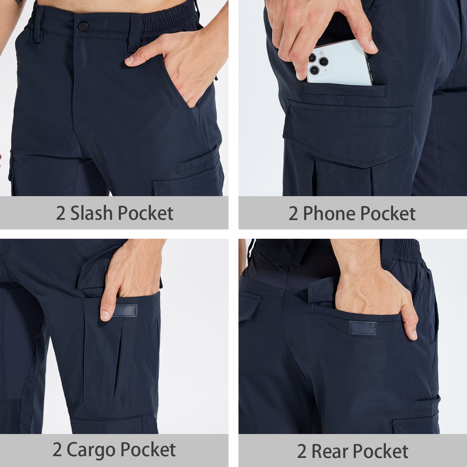 LOOGU Men's Water Resistant Tactical Pants Cargo Pants Navy H61