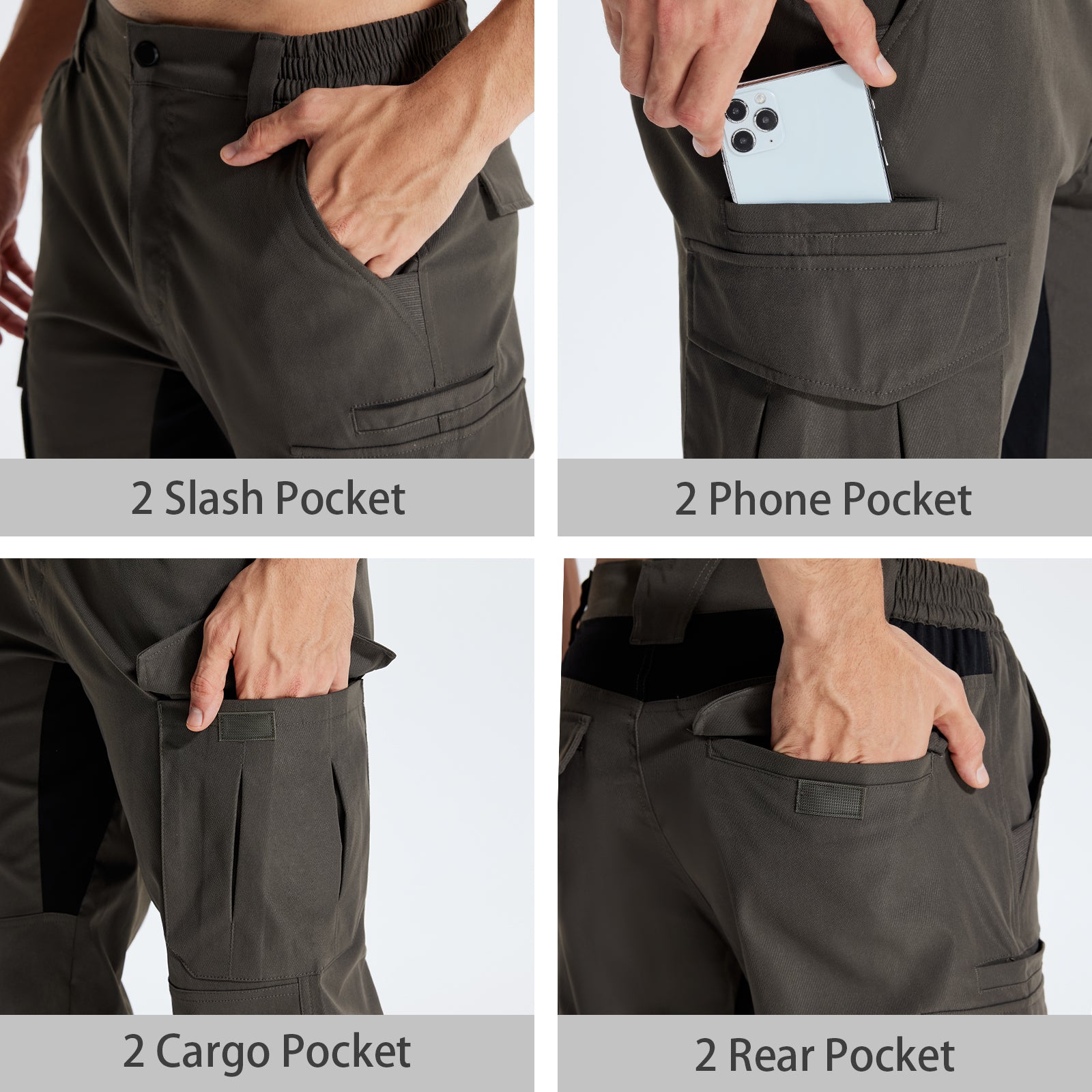 LOOGU Men's Water Resistant Tactical Pants Cargo Pants Charcoal Gray H61