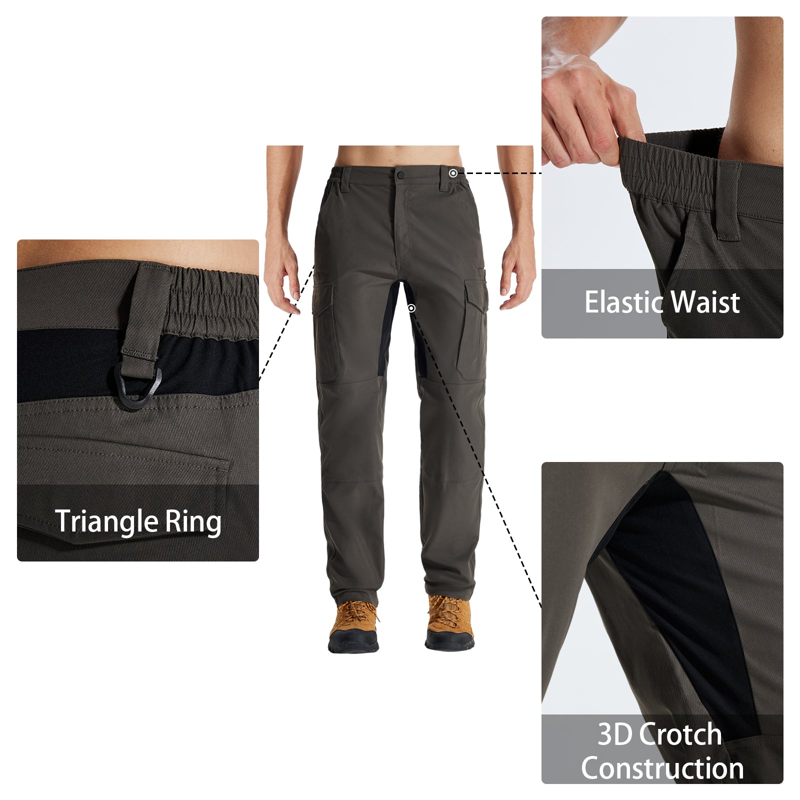 LOOGU Men's Water Resistant Tactical Pants Cargo Pants Charcoal Gray H61