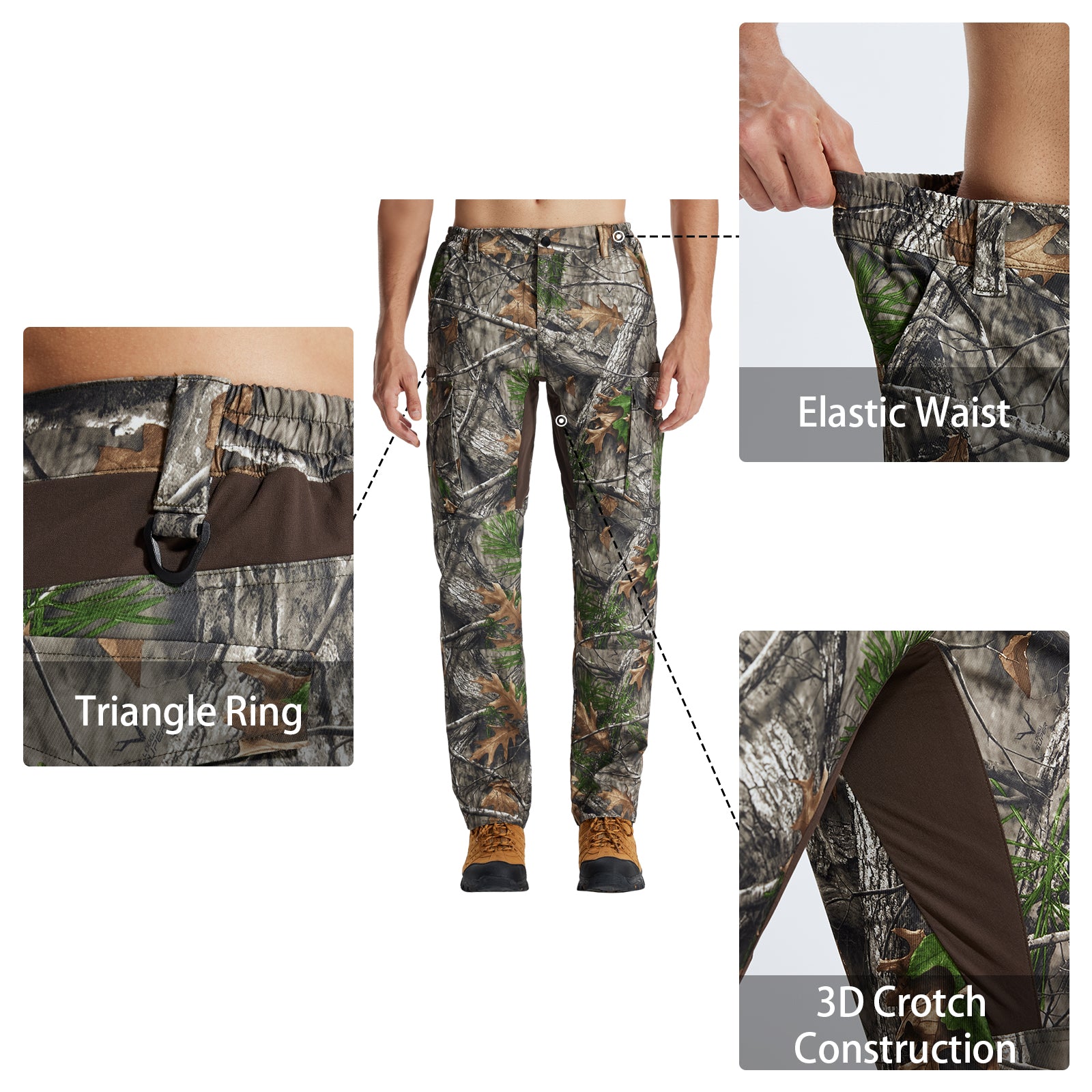 LOOGU Men's Water Resistant Tactical Pants Cargo Pants Super Tree Camo H61