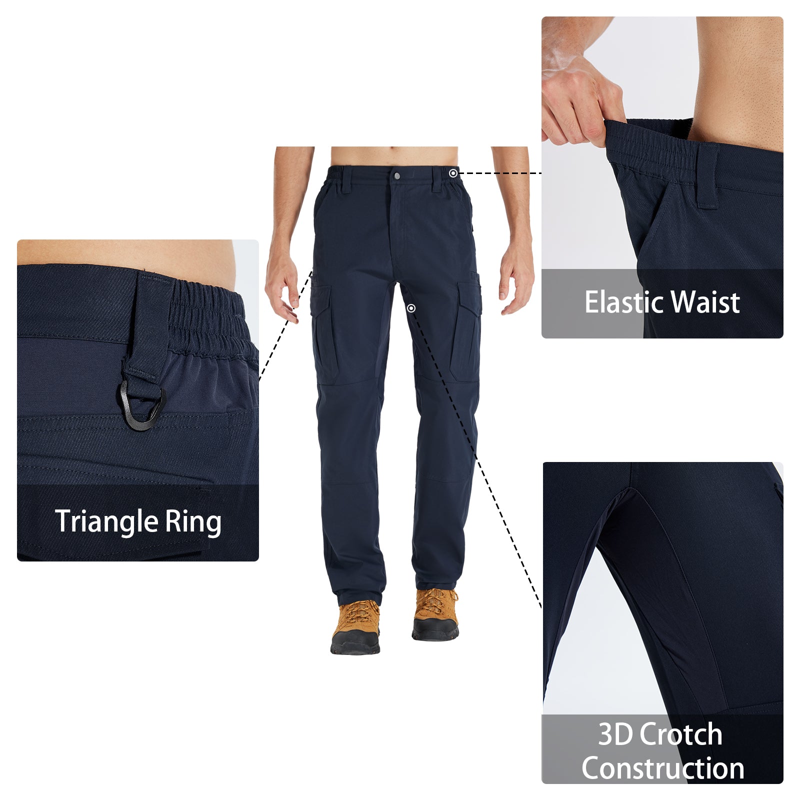 LOOGU Men's Water Resistant Tactical Pants Cargo Pants Navy H61