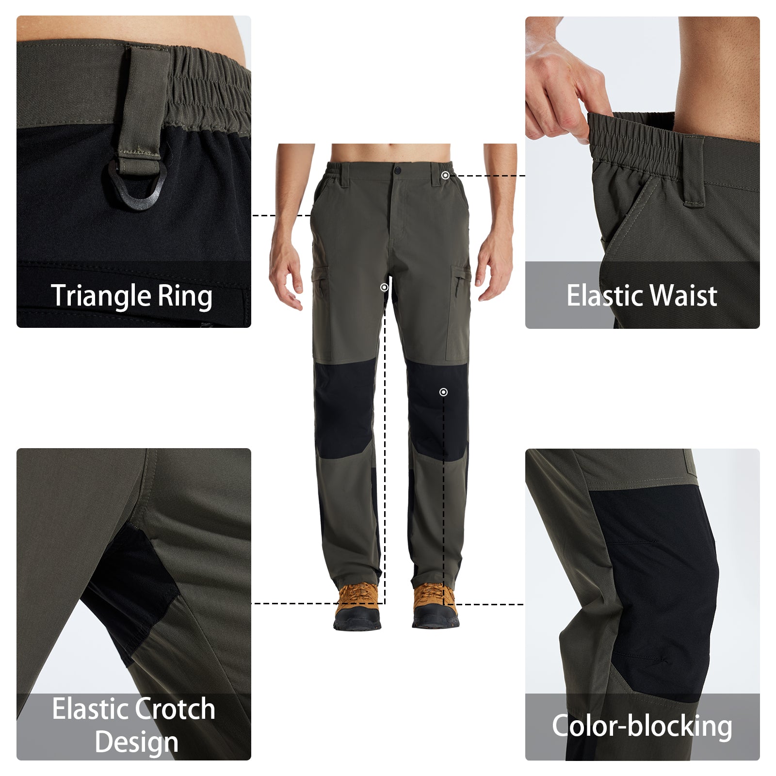 LOOGU Camo Hunting Pants 7 Pockets Alpha Green+Black H70